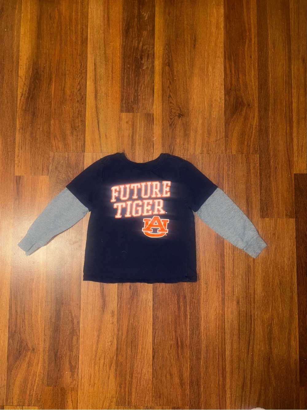 Auburn 'Future Tiger' Navy and Gray Layered-Look Kids Long Sleeve Shirt